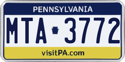 PA license plate MTA3772