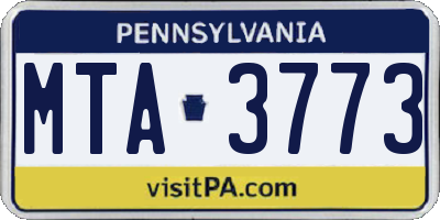 PA license plate MTA3773