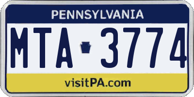 PA license plate MTA3774