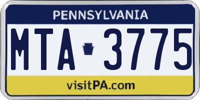 PA license plate MTA3775