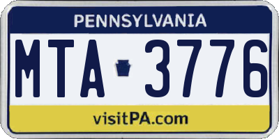 PA license plate MTA3776