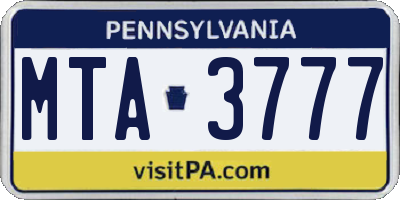 PA license plate MTA3777