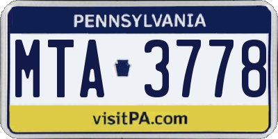 PA license plate MTA3778