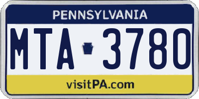 PA license plate MTA3780