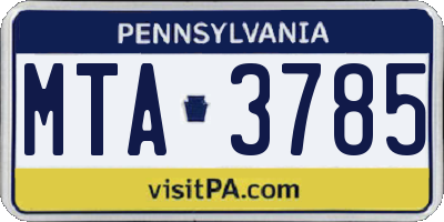 PA license plate MTA3785