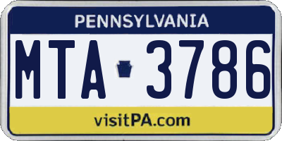 PA license plate MTA3786