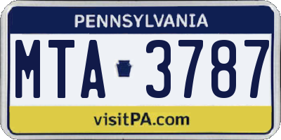 PA license plate MTA3787
