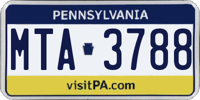PA license plate MTA3788