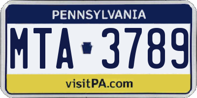 PA license plate MTA3789