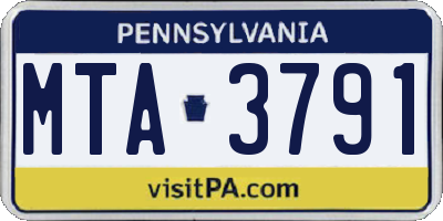PA license plate MTA3791