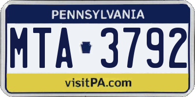 PA license plate MTA3792