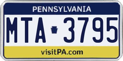 PA license plate MTA3795