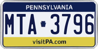 PA license plate MTA3796