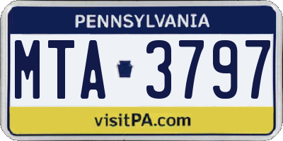 PA license plate MTA3797