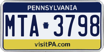 PA license plate MTA3798