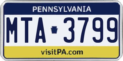PA license plate MTA3799