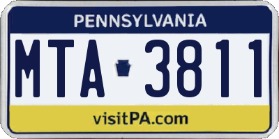 PA license plate MTA3811