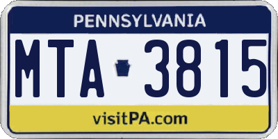 PA license plate MTA3815