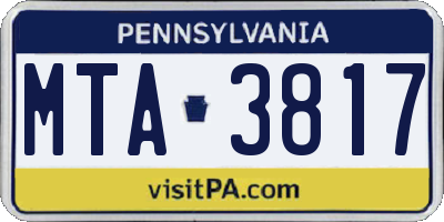 PA license plate MTA3817