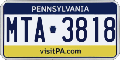 PA license plate MTA3818
