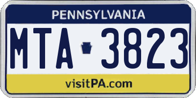 PA license plate MTA3823