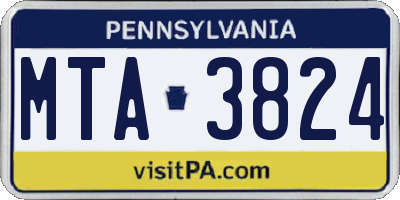 PA license plate MTA3824