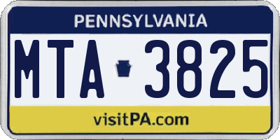 PA license plate MTA3825