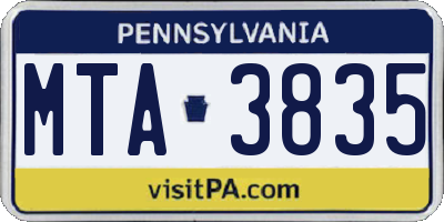 PA license plate MTA3835