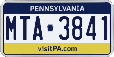 PA license plate MTA3841