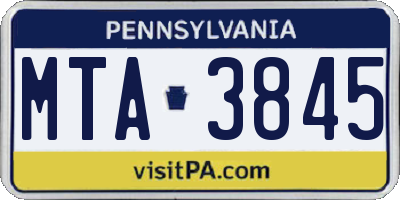 PA license plate MTA3845