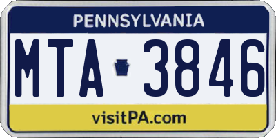 PA license plate MTA3846