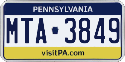 PA license plate MTA3849
