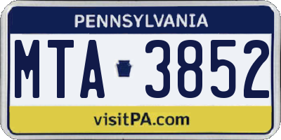 PA license plate MTA3852