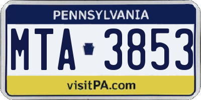 PA license plate MTA3853