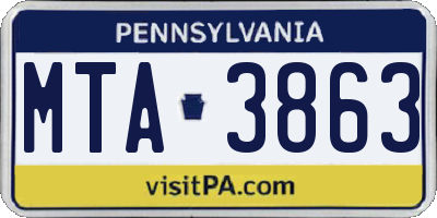 PA license plate MTA3863