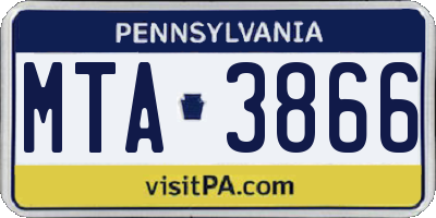 PA license plate MTA3866