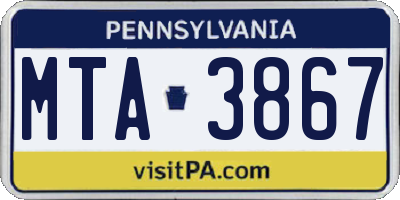 PA license plate MTA3867