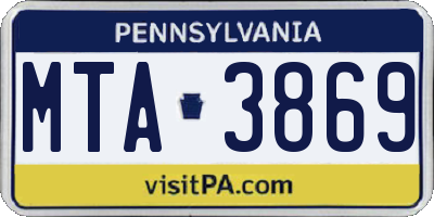 PA license plate MTA3869