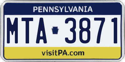 PA license plate MTA3871