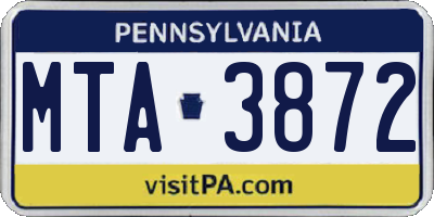 PA license plate MTA3872