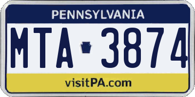 PA license plate MTA3874
