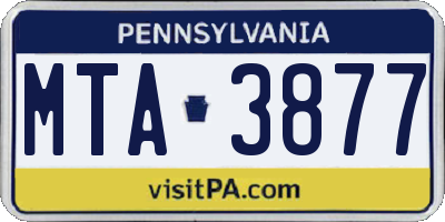 PA license plate MTA3877