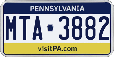PA license plate MTA3882