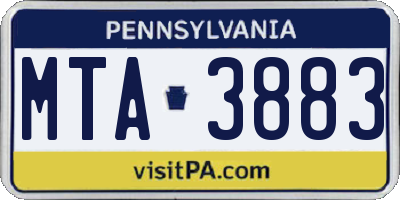 PA license plate MTA3883