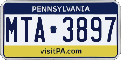 PA license plate MTA3897