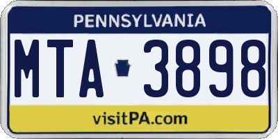 PA license plate MTA3898