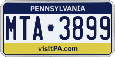 PA license plate MTA3899