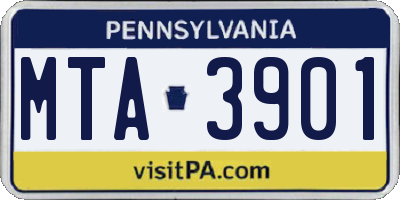 PA license plate MTA3901