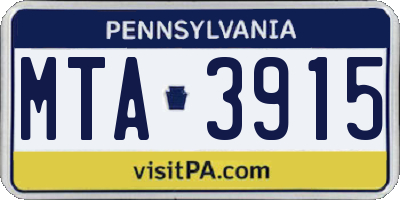 PA license plate MTA3915