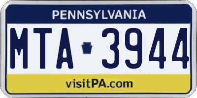 PA license plate MTA3944